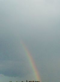 Low angle view of rainbow against sky