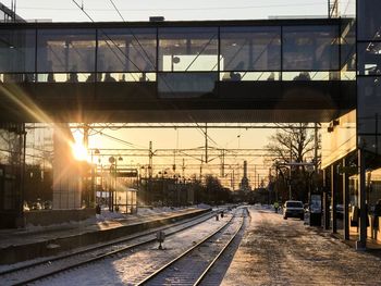 Railroad station platform during winter