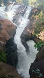 Scenic view of waterfall