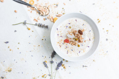 High angle view of food in bowl