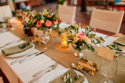 Flowers in vase on table