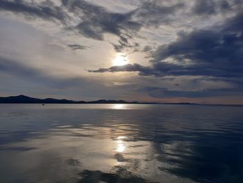 Scenic view of sea against sky at sunset