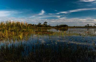 Scenic view of lake against sky