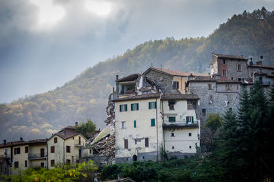 Low angle view of buildings against sky