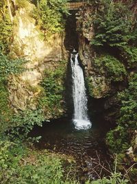 Scenic view of waterfall