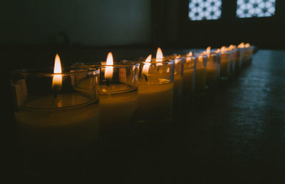 Close-up of tea light candles 