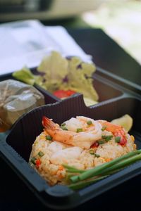 High angle view of meal served in plate