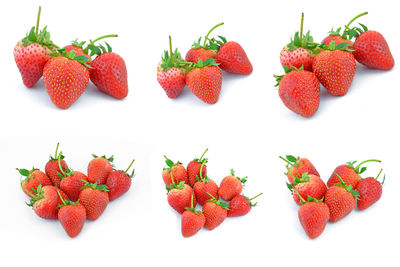 Close-up of strawberries against white background