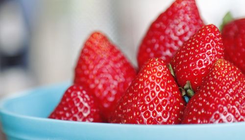 Close-up of strawberries in bowl