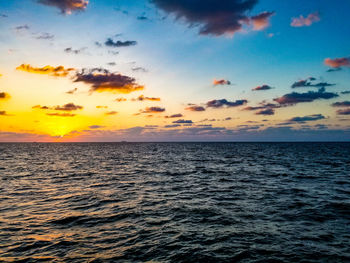 Scenic view of sea against sky at sunset