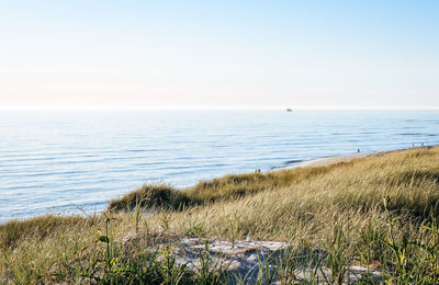 Scenic view of sea against clear sky