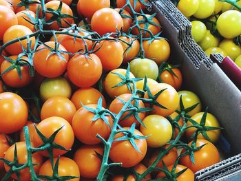 High angle view of tomatoes for sale in market