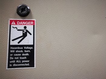 Close-up of information sign