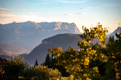 Scenic view of mountains against sky