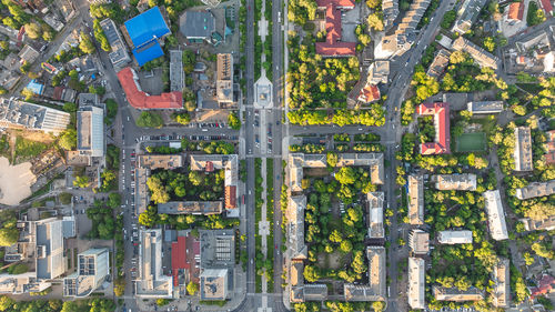 High angle view of buildings in city
