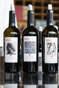 Close-up of wine bottles