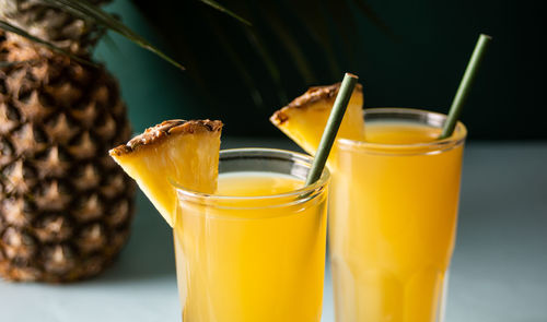 Close-up of drink in glass on table