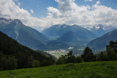 Scenic view of mountains against sky