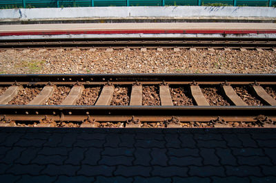 High angle view of railroad tracks