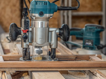 Close-up of sewing machine