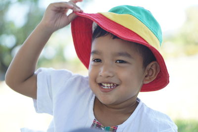 Portrait of cute boy smiling