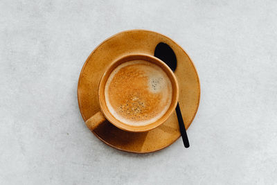 High angle view of coffee on table