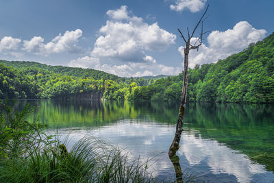 Scenic view of lake against sky