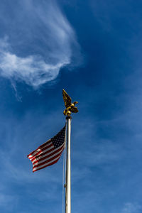 Low angle view of american flag against clear sky