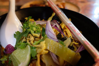 Close-up of meal served in bowl