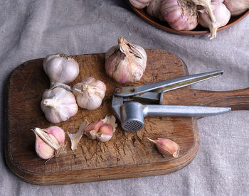 Directly above shot of chopped vegetables on cutting board