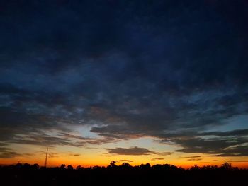 Low angle view of silhouette trees against sky during sunset