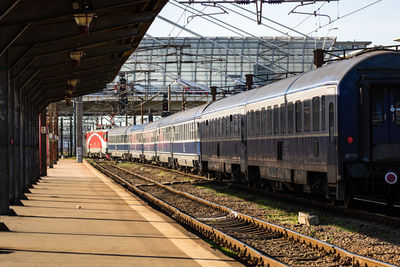 Train on railroad station