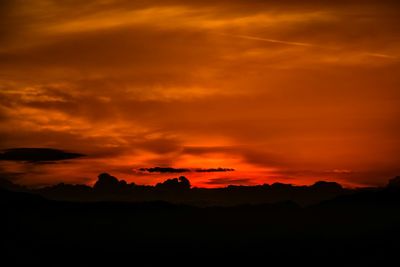 Scenic view of mountains at sunset