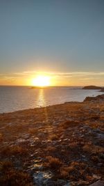 Scenic view of sea during sunset