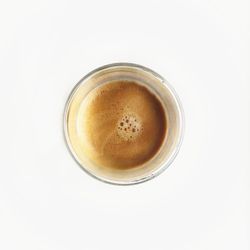 High angle view of coffee cup on table