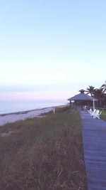 Scenic view of sea against clear sky