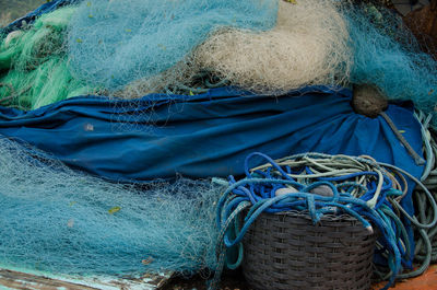 High angle view of fishing nets