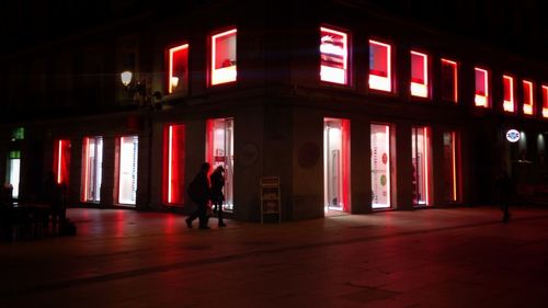 View of illuminated city at night