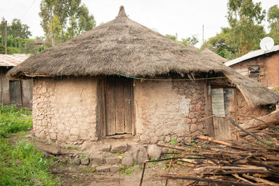 Old wooden house on landscape