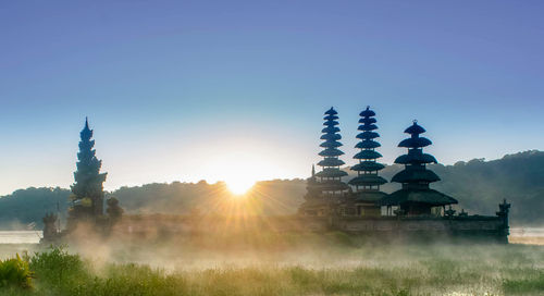 Low angle view of ulun danu tamblingan temple 