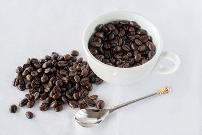 Close-up of coffee beans on table