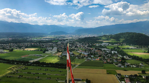 High angle view of townscape against sky