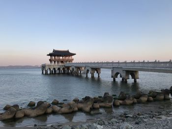 Scenic view of sea against clear sky