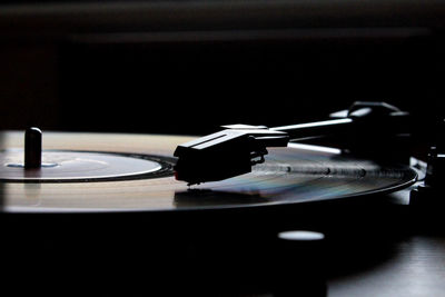 Close-up of music record with rainbow colours