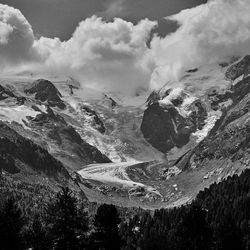 Scenic view of snow mountains against sky