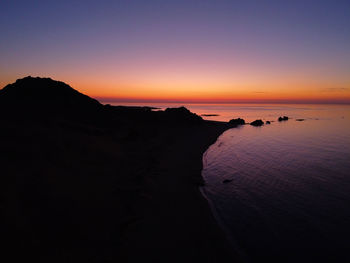 Scenic view of sea against clear sky during sunset