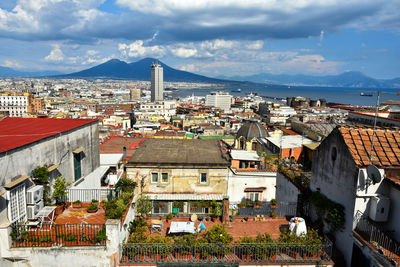 Panoramic view of the old city of naples, italy. 