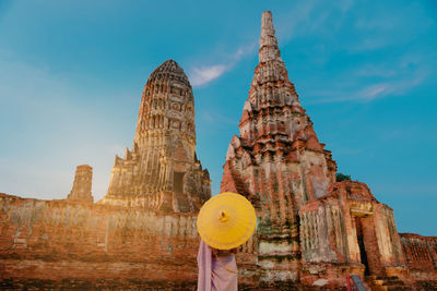 Low angle view of temple against sky