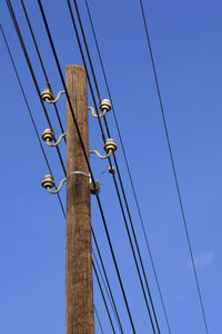 Electricity pylon against blue sky 