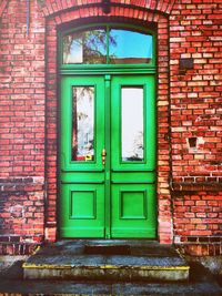 Closed door of building